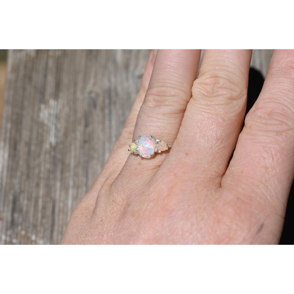 Engagement ring DAMAGED opal ring, unique opal ring, alternative   jewelry for h - Picture 3 of 4